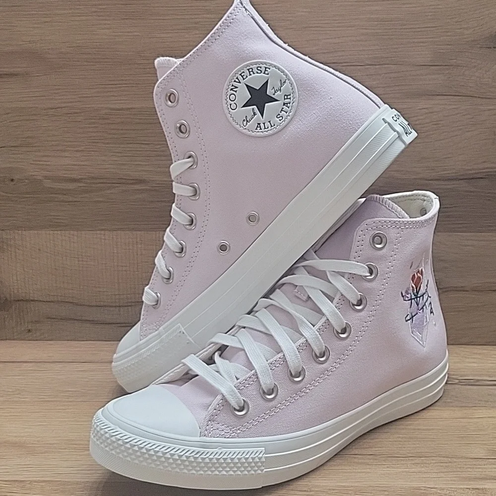 Converse Pink and White High-Top Sneakers Size 8.5 Womens.